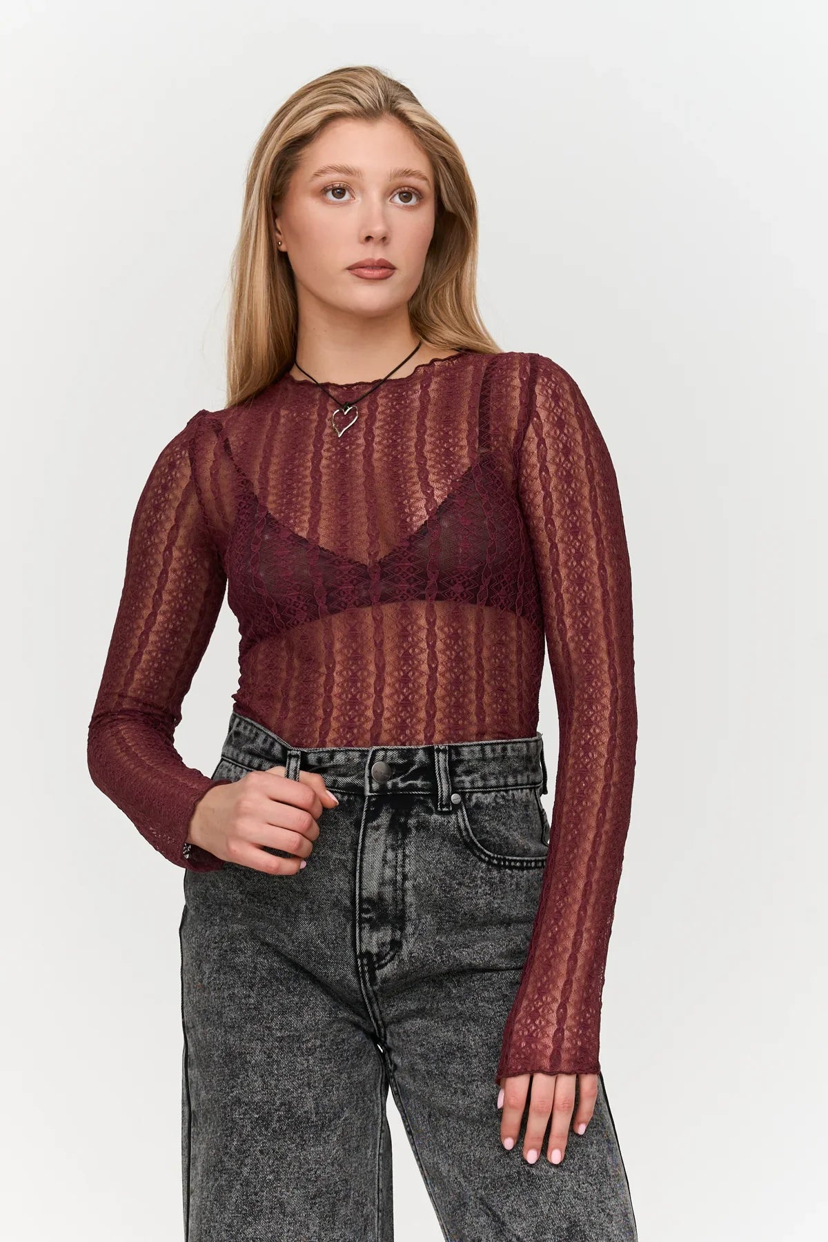 24C Lace Top - bordeaux