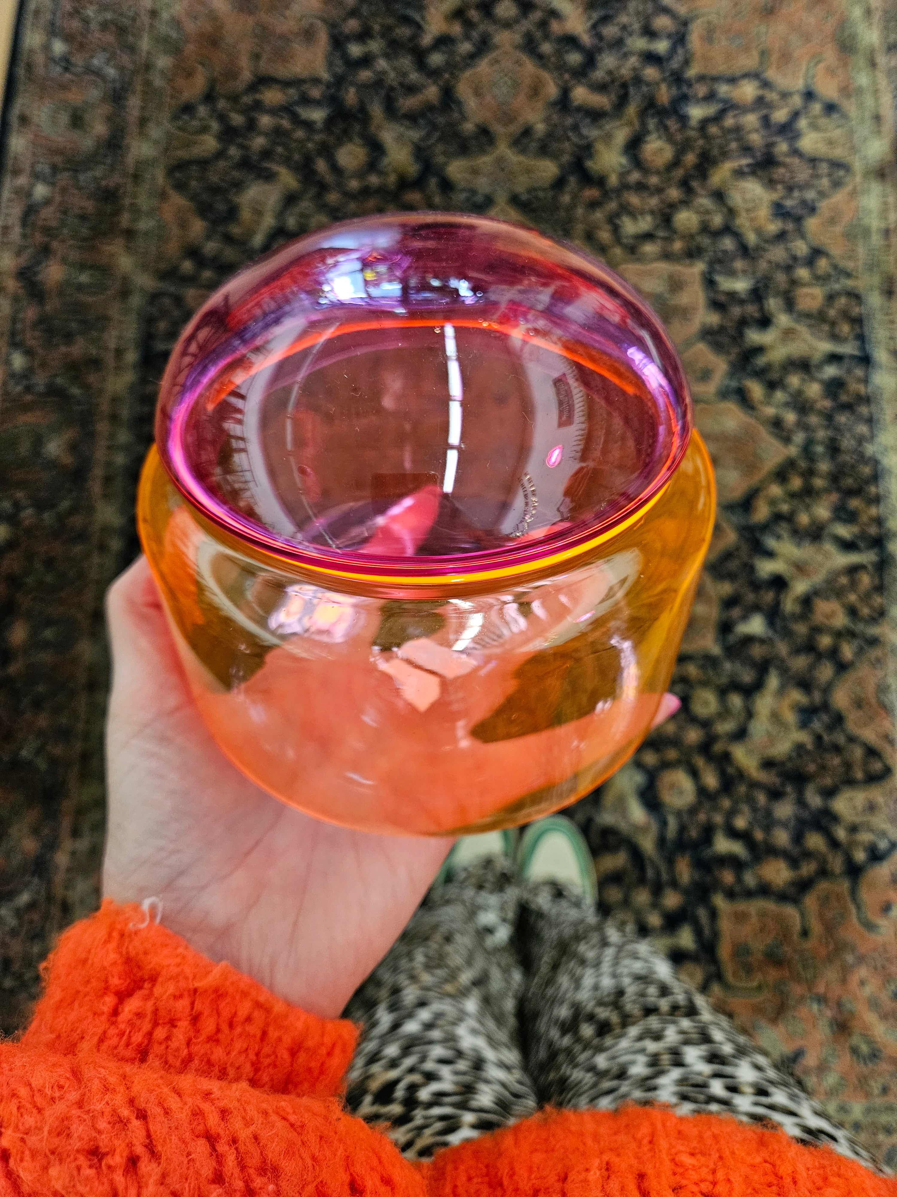 Glazen Pot - roze/oranje