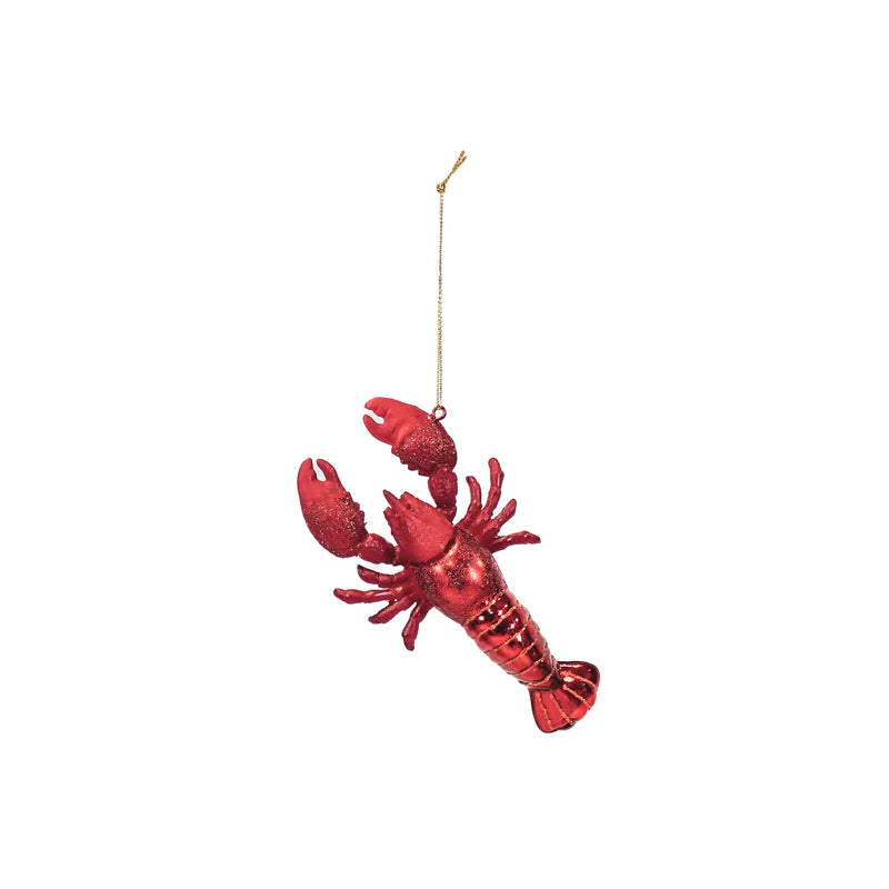 Kerstversiering - Kersthanger - Kreeft - Glas - Rood - 7,5x2,5x13cm