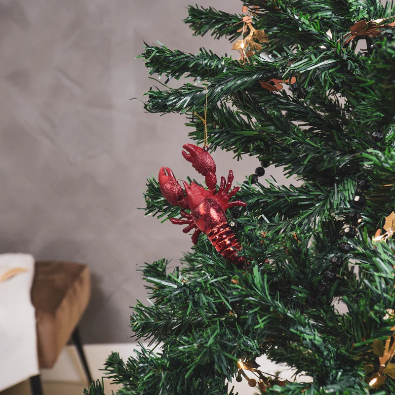 Kerstversiering - Kersthanger - Kreeft - Glas - Rood - 7,5x2,5x13cm