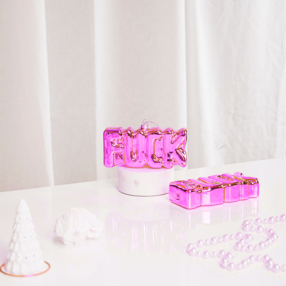 Kersthanger FUCK - roze