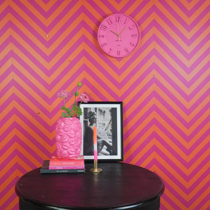 Wandklok Cijfers - neon pink