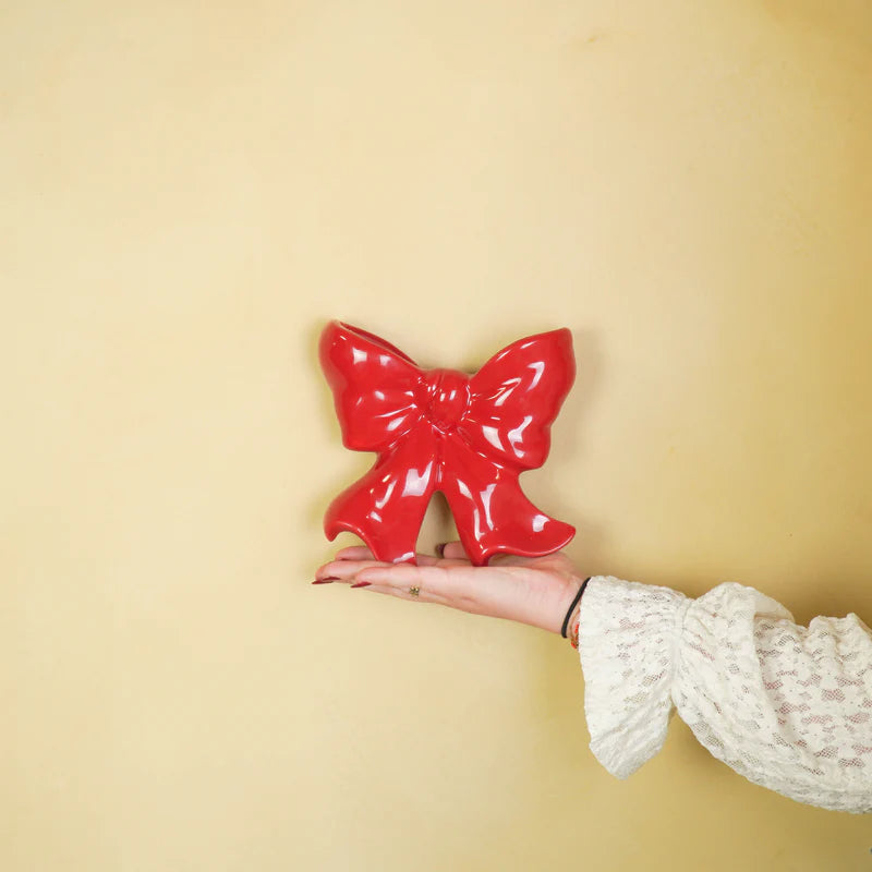 Vaas- Muurvaas Strik- Keramiek- Rood- 19x18,5x5,5cm