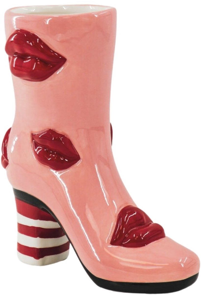 Bloemenvaas Laars met Lipjes – Roze / Rood – 23 cm