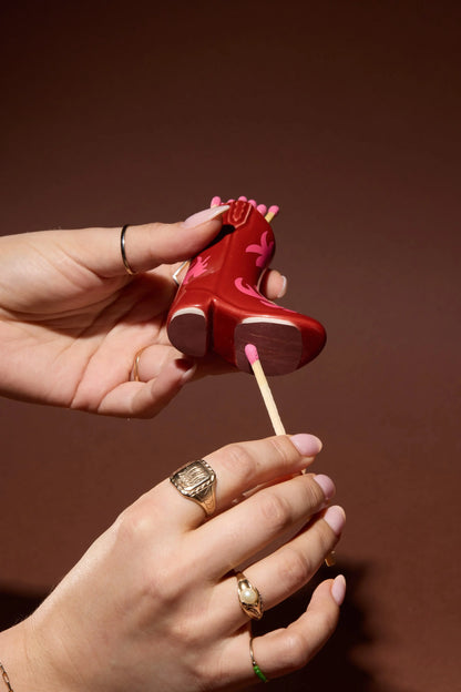 Luciferhouder Cowboylaars - rood/roze