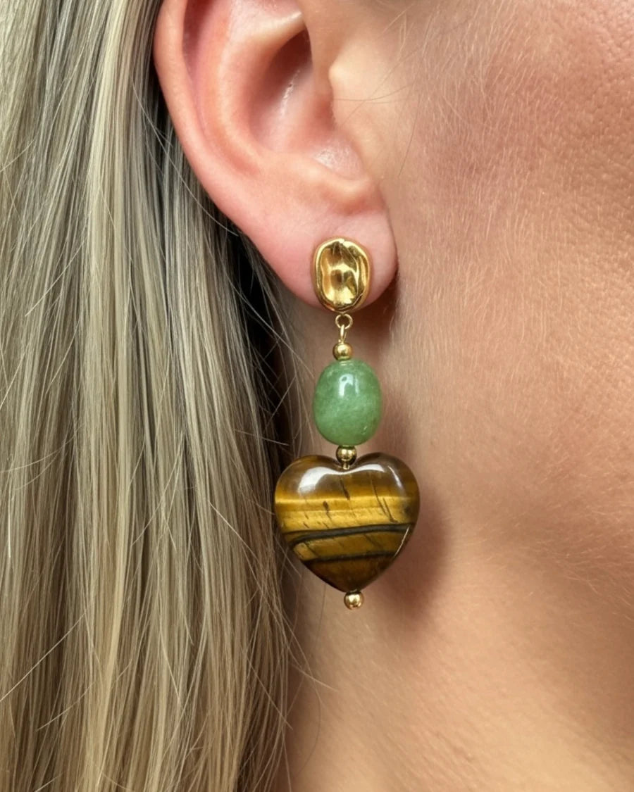 Oorbellen Brown Hearts