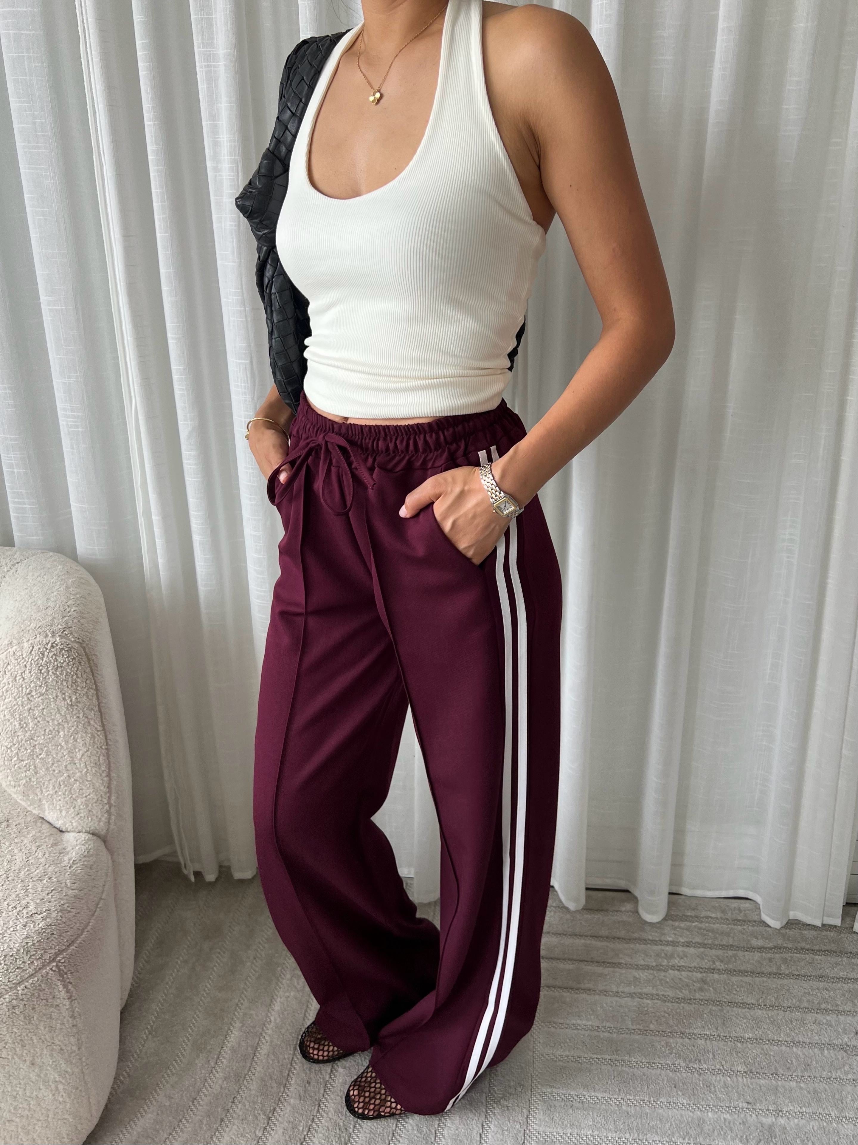 Wide Leg Pants - maroon/bordeaux