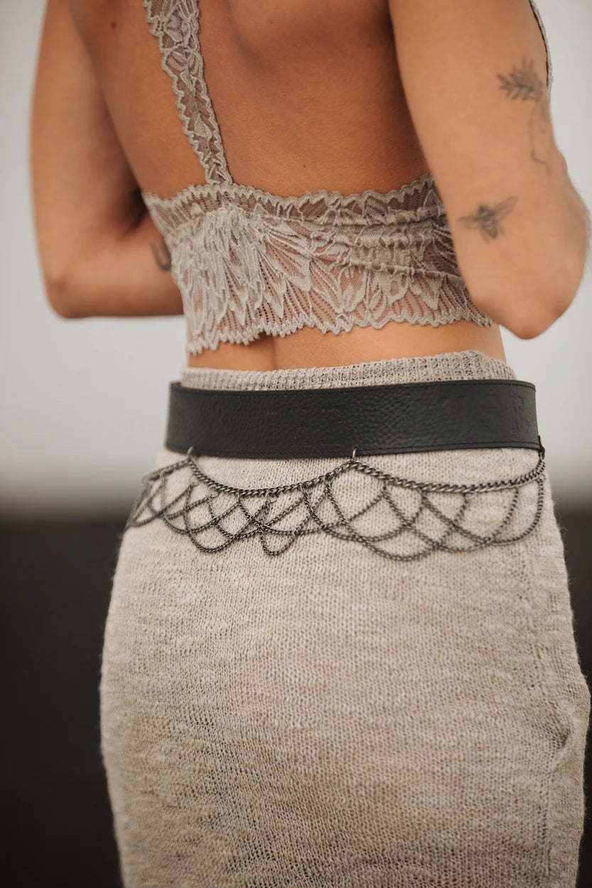 MW Neva Leather Chain Belt - zwart