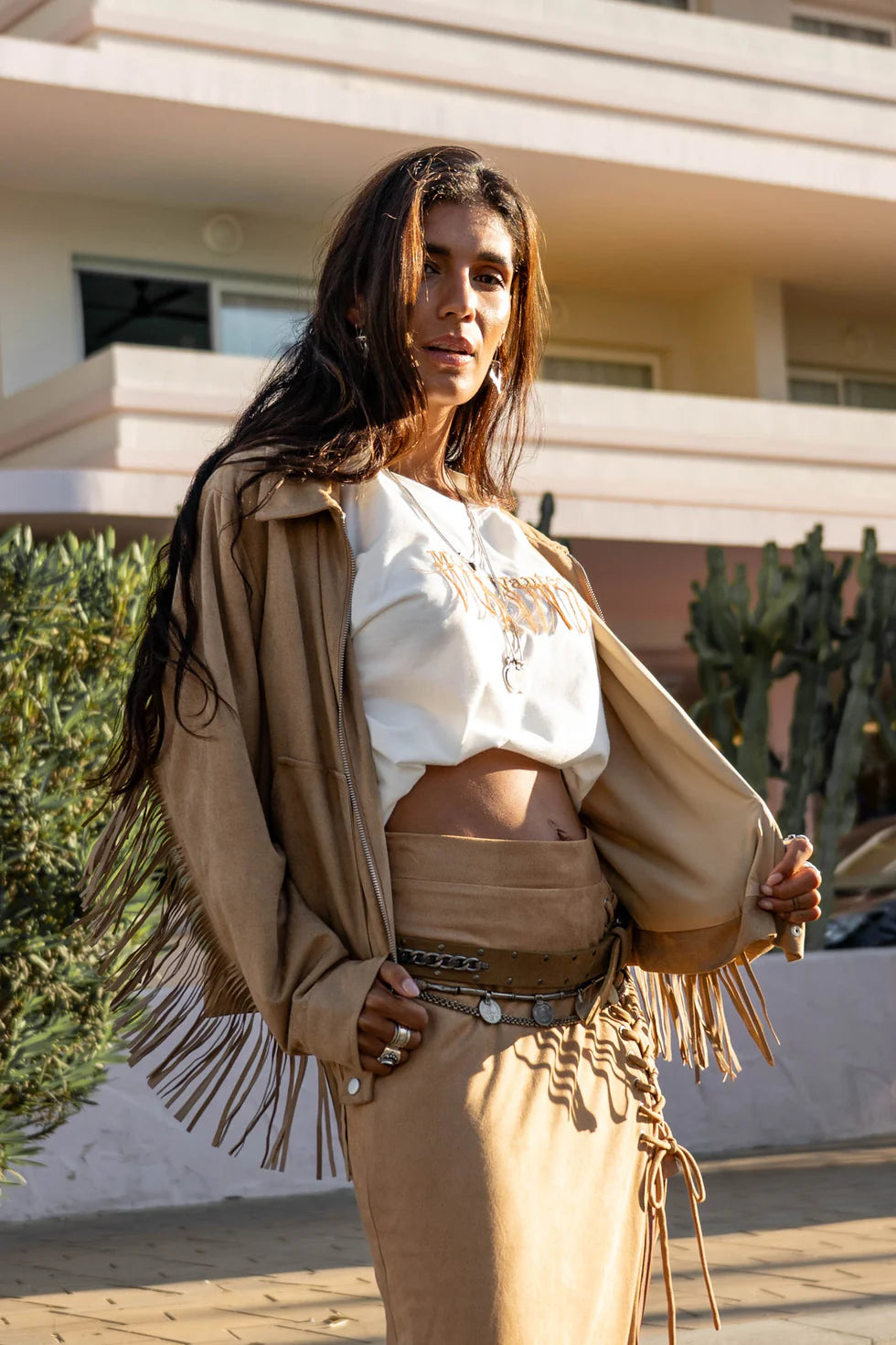 Kriss Fringe Jacket - camel