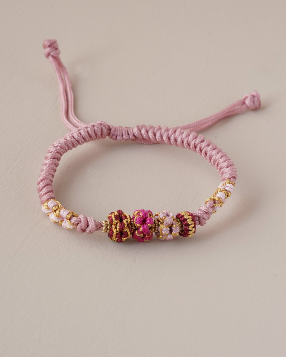 Armbandje Bloemenkoord - roze