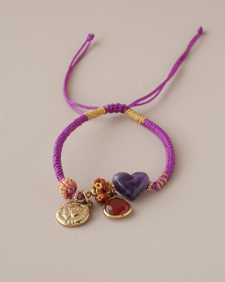 Armbandje Amethyst Hart - paars