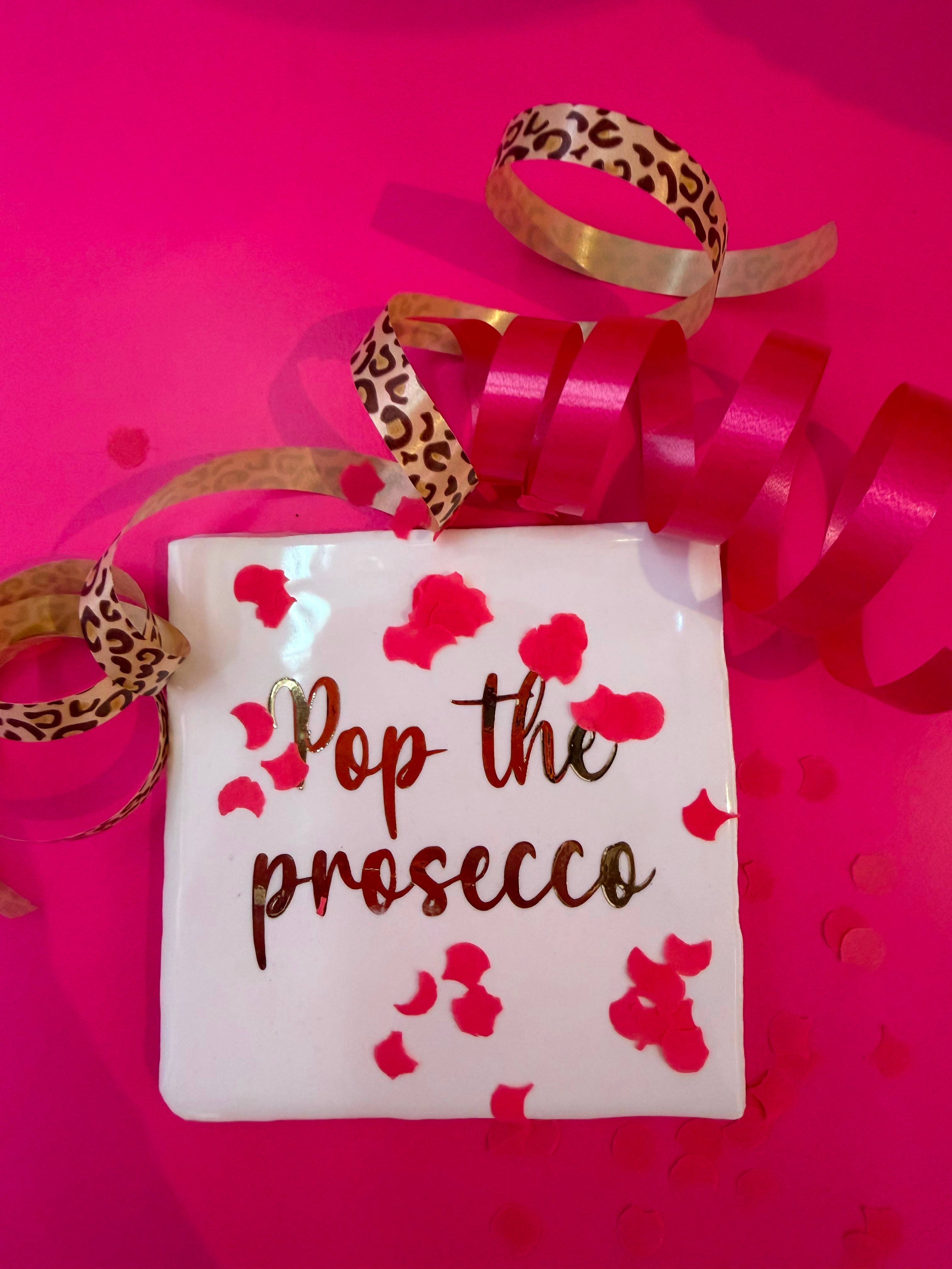 Tegeltje Pop The Prosecco - wit/zilver