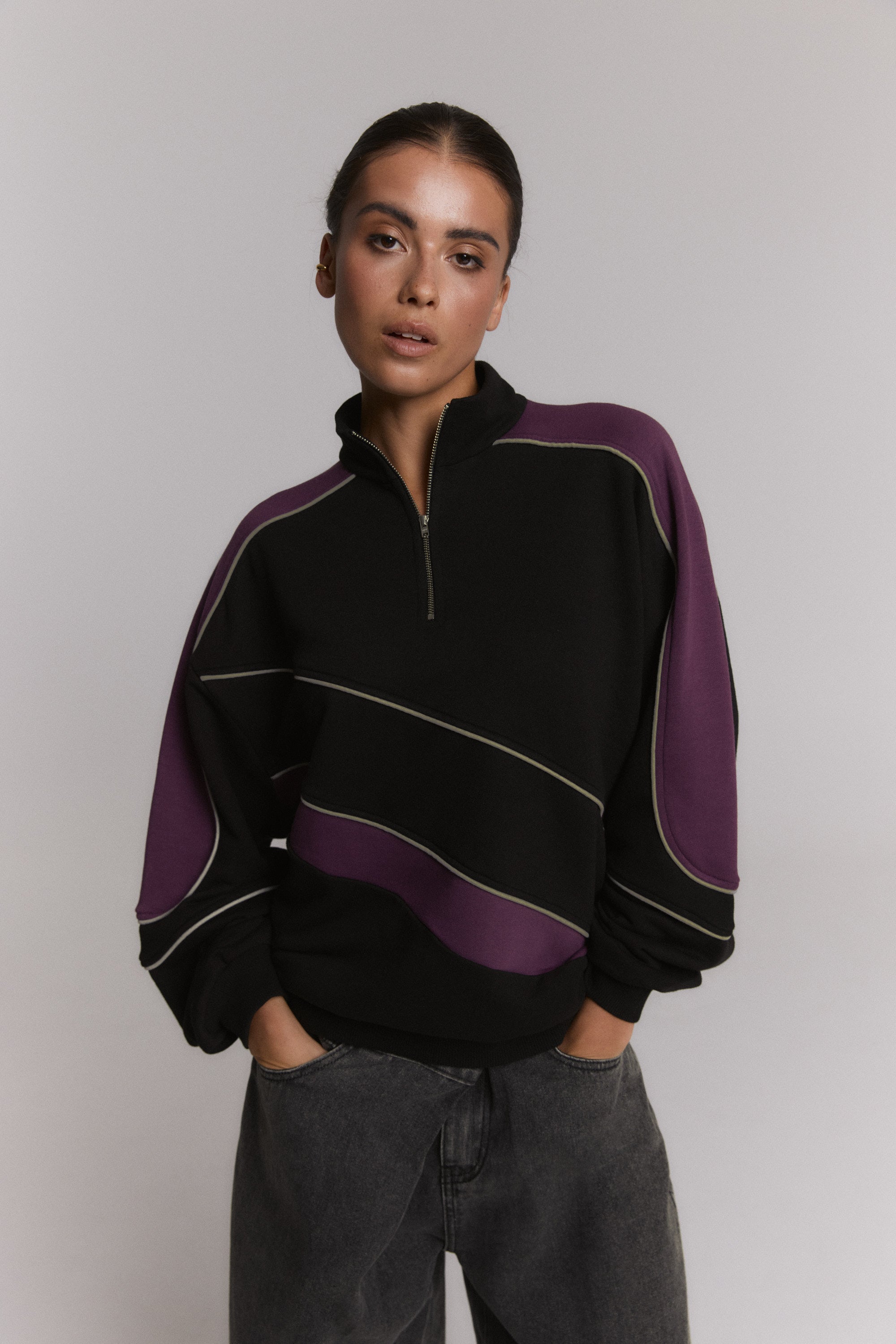 Zipper Sweater Fadey - black