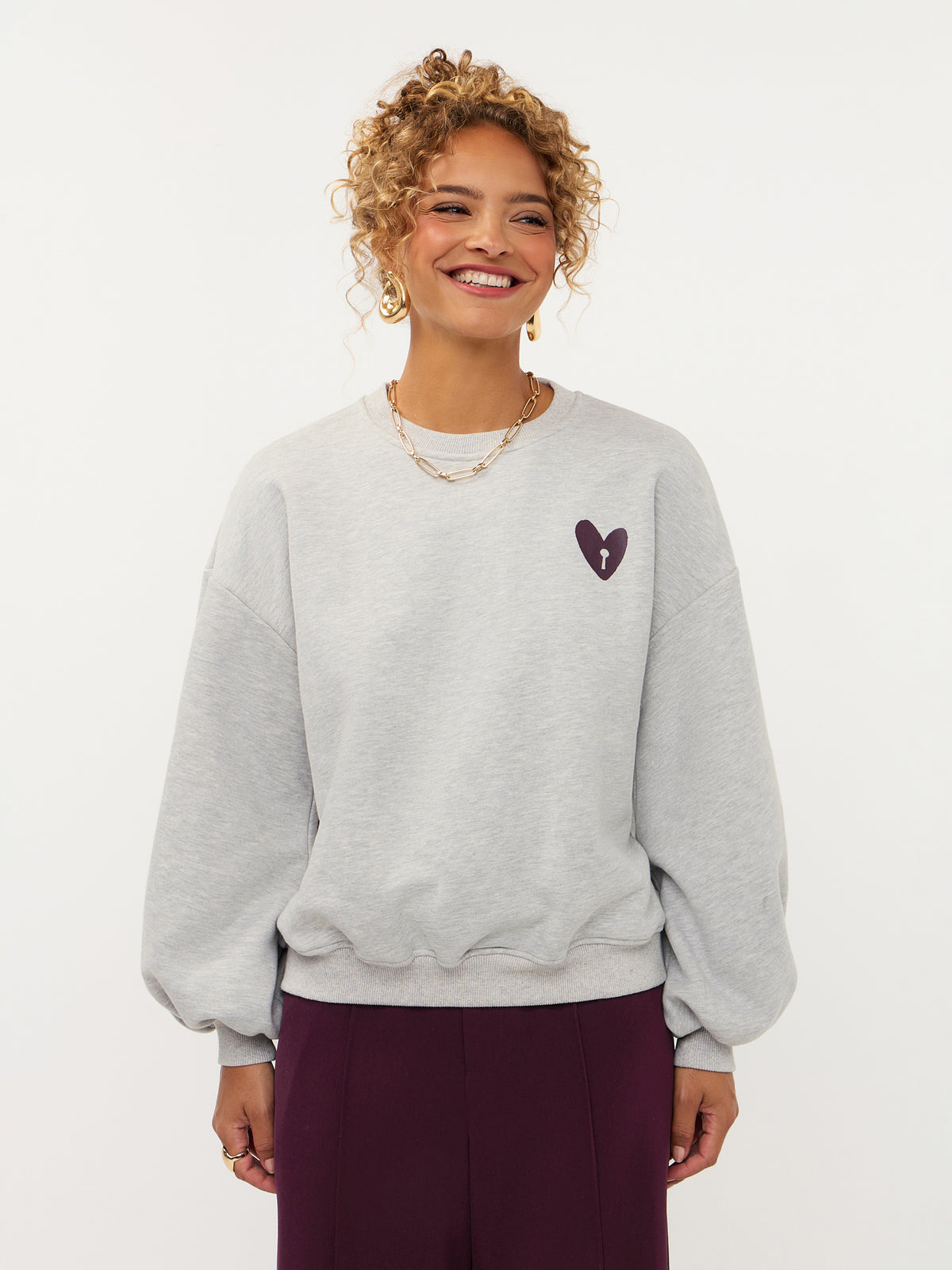 Sweater Checked In - grey melange