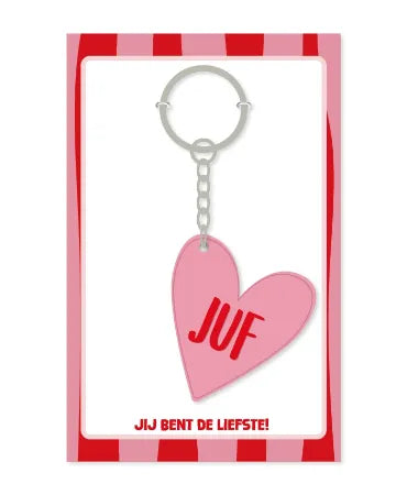 Sleutelhanger Juf Hartje