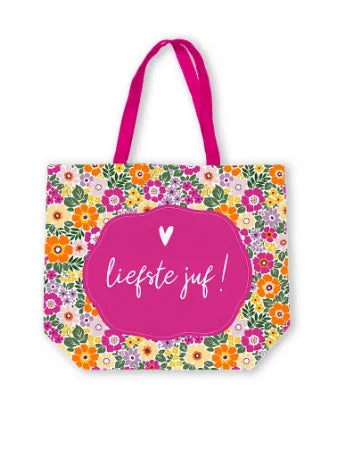 Canvas Tas Liefste Juf - summer flower