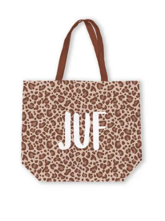 Canvas Tas Juf - leopard