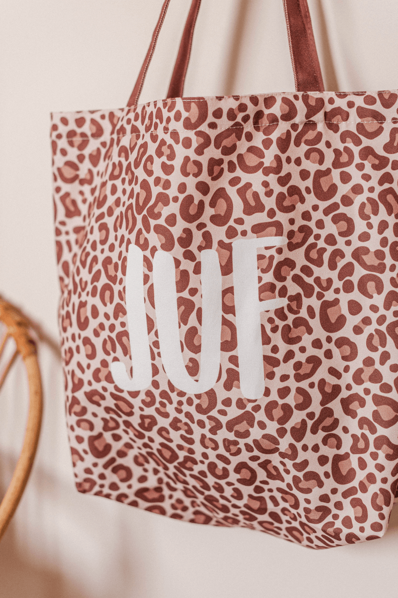 Canvas Tas Juf - leopard