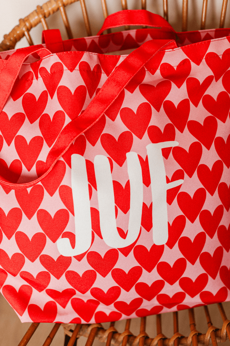 Canvas Tas Juf - hartjes