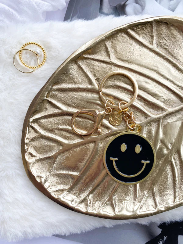 Sleutelhanger smiley - zwart