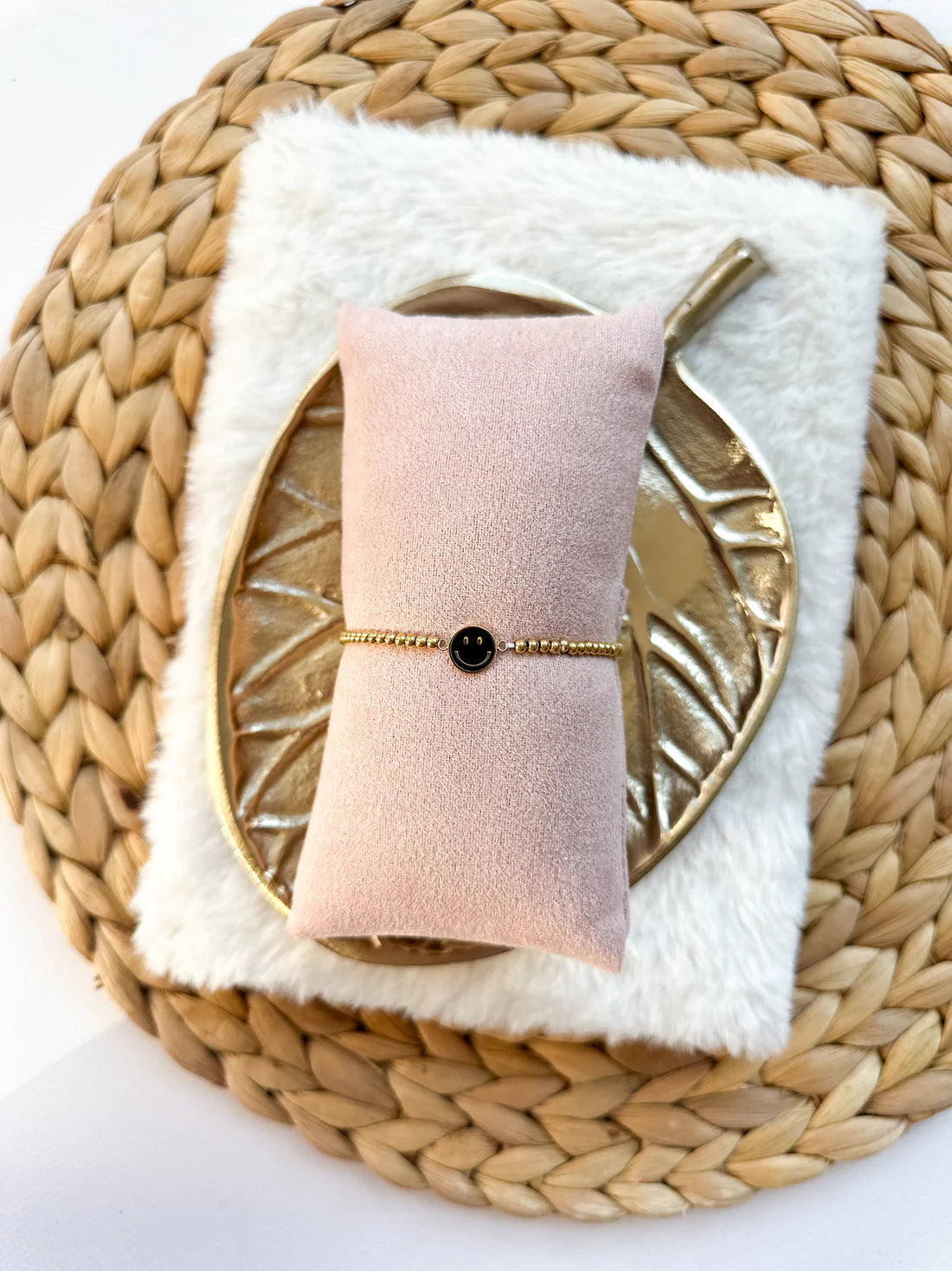 Armbandje Smiley - zwart