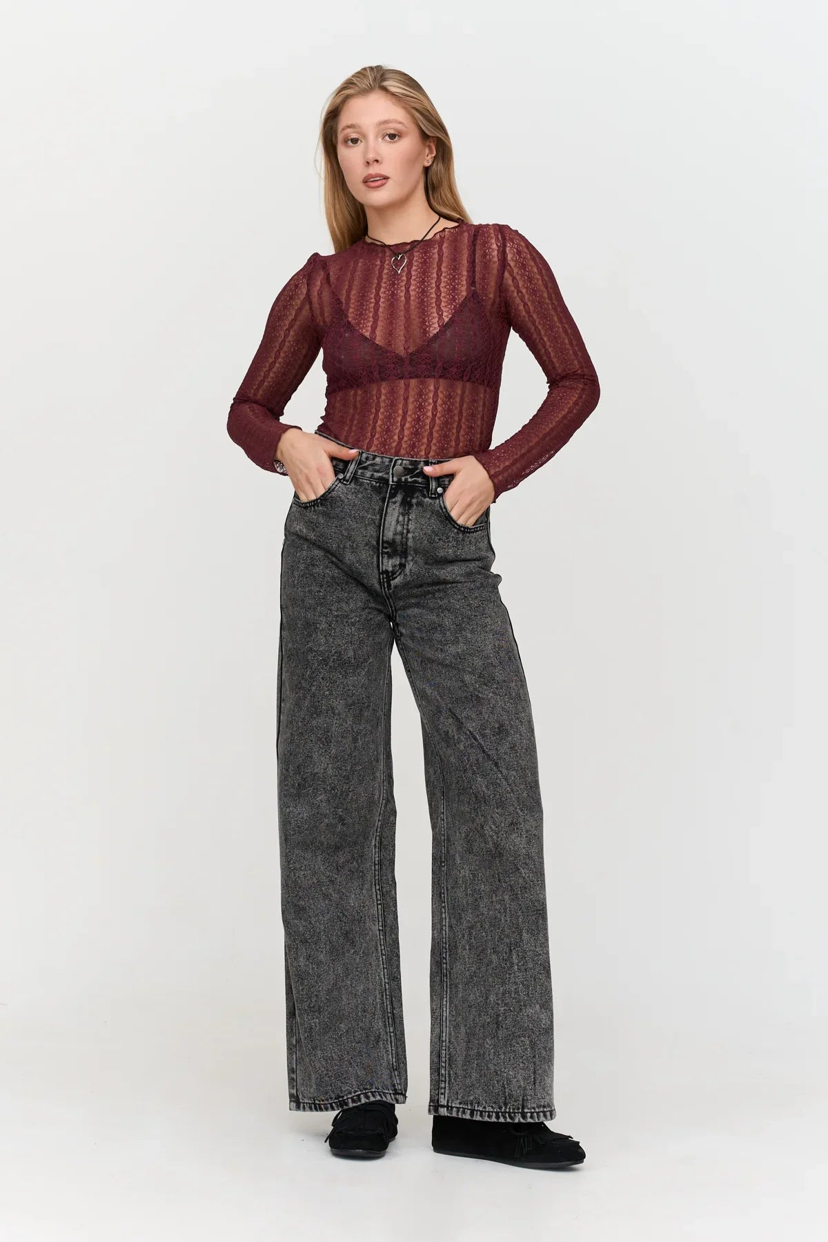 24C Lace Top - bordeaux