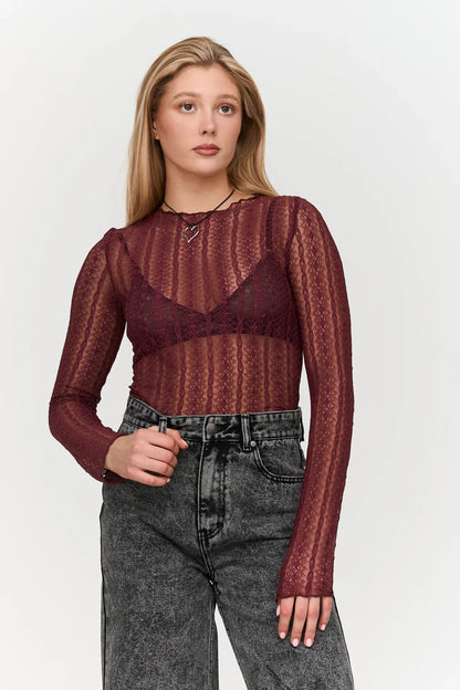 24C Lace Top - bordeaux