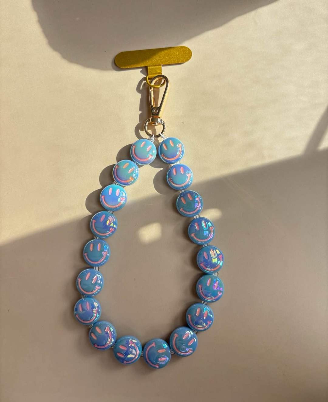 Telefoonkoord Smiley - blauw