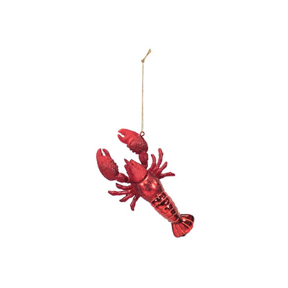 Kerstversiering - Kersthanger - Kreeft - Glas - Rood - 7,5x2,5x13cm