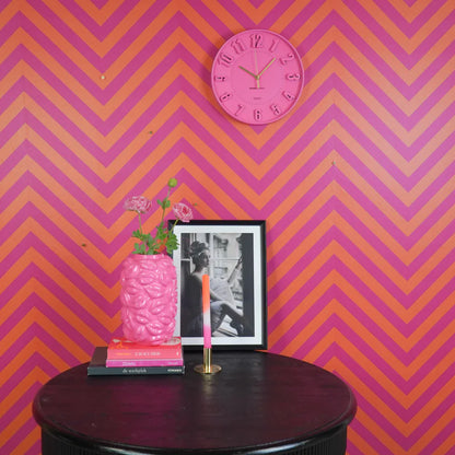 Wandklok Cijfers - neon pink