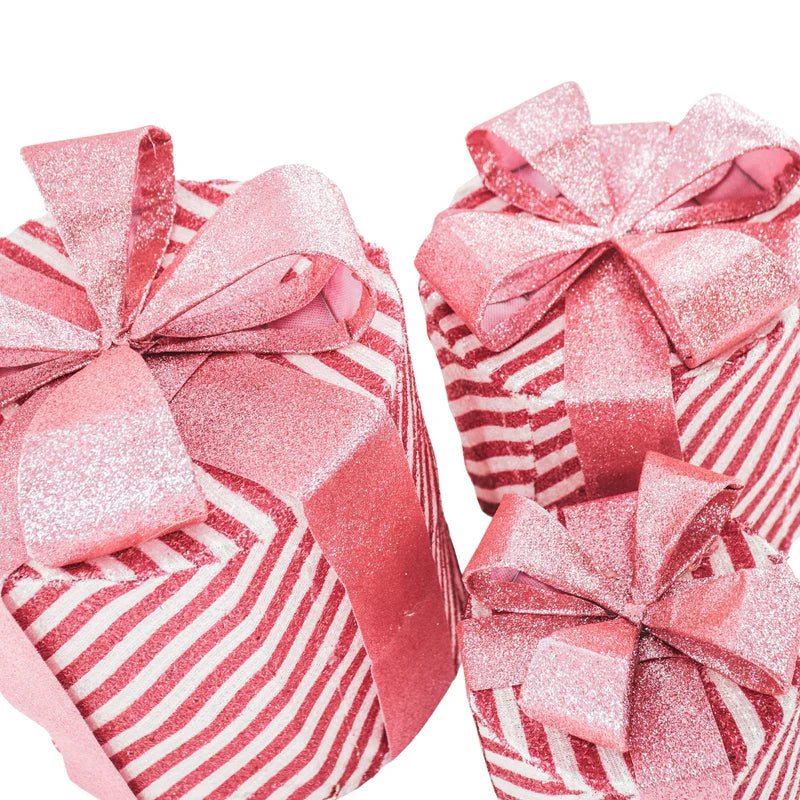 Kerst Led Lamp - Rond - Cadeau Set van 3 - Roze/Wit