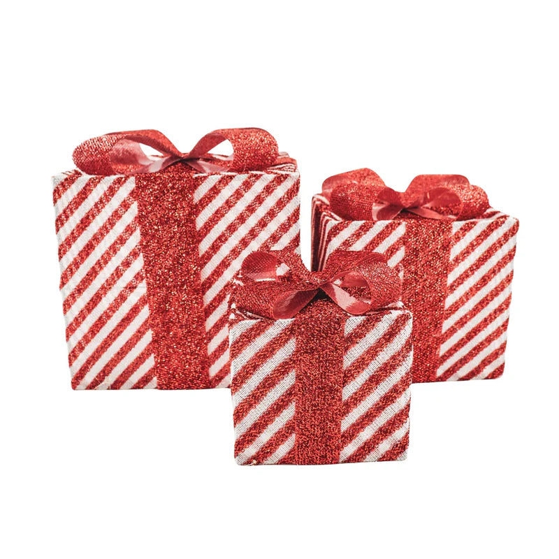 Kerst Led Lamp - Cadeau Set van 3 - Rood/Wit