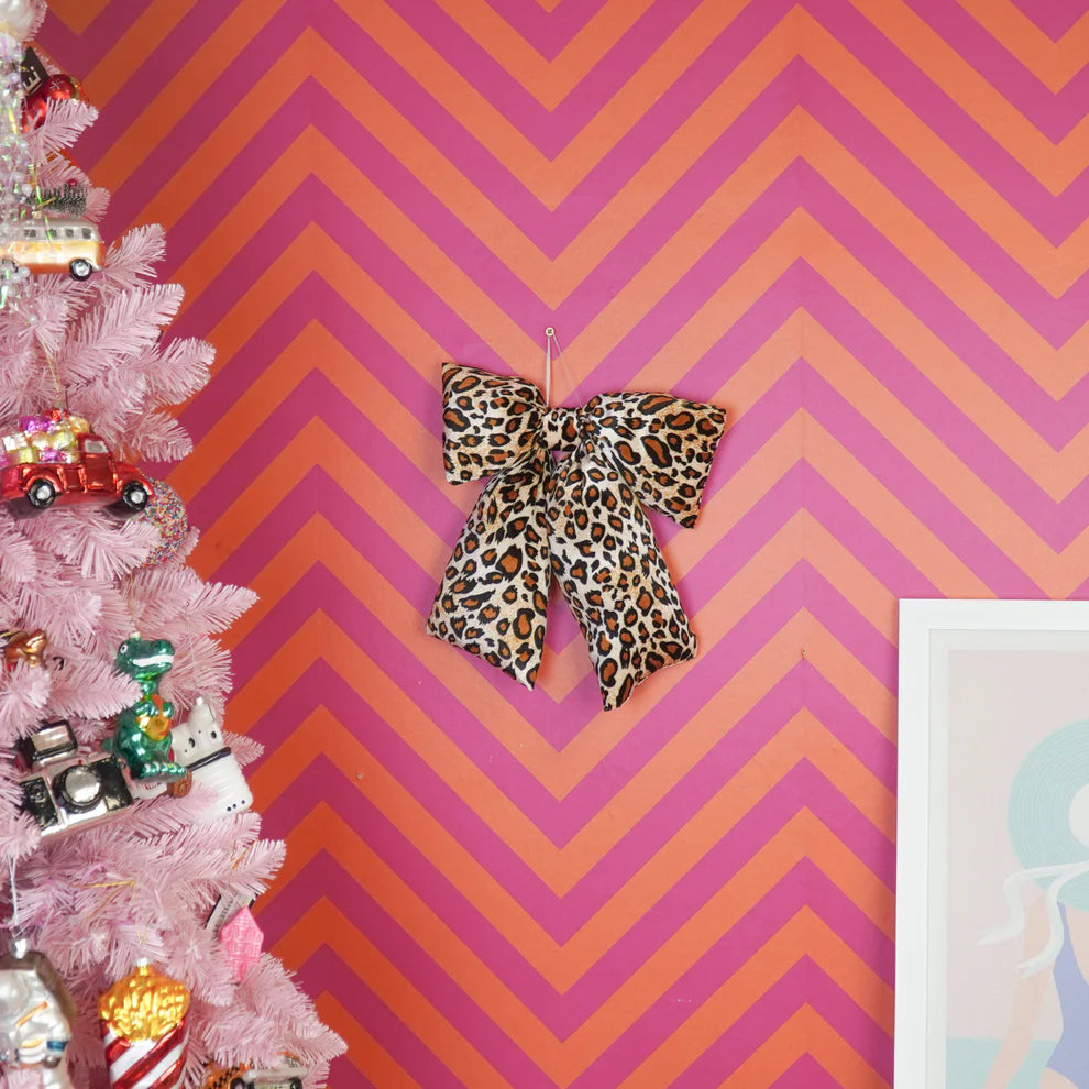 Kerstdecoratie Strik - panterprint