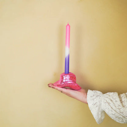 Kandelaar Cowboyhoed - Roze- 13,5x11x7 cm