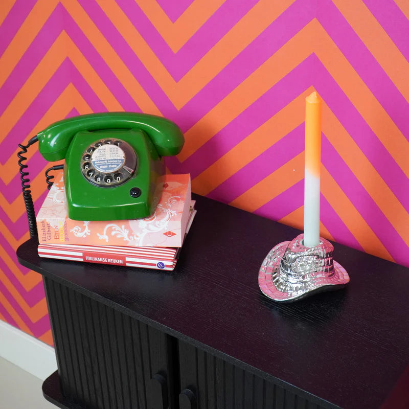 Kandelaar Cowboyhoed Zilver- 13,5x11x7 cm