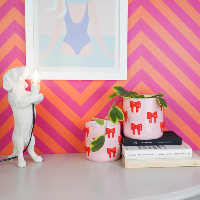 Pot Strikjes - Roze/Rood - 12.5x12.5x13 cm