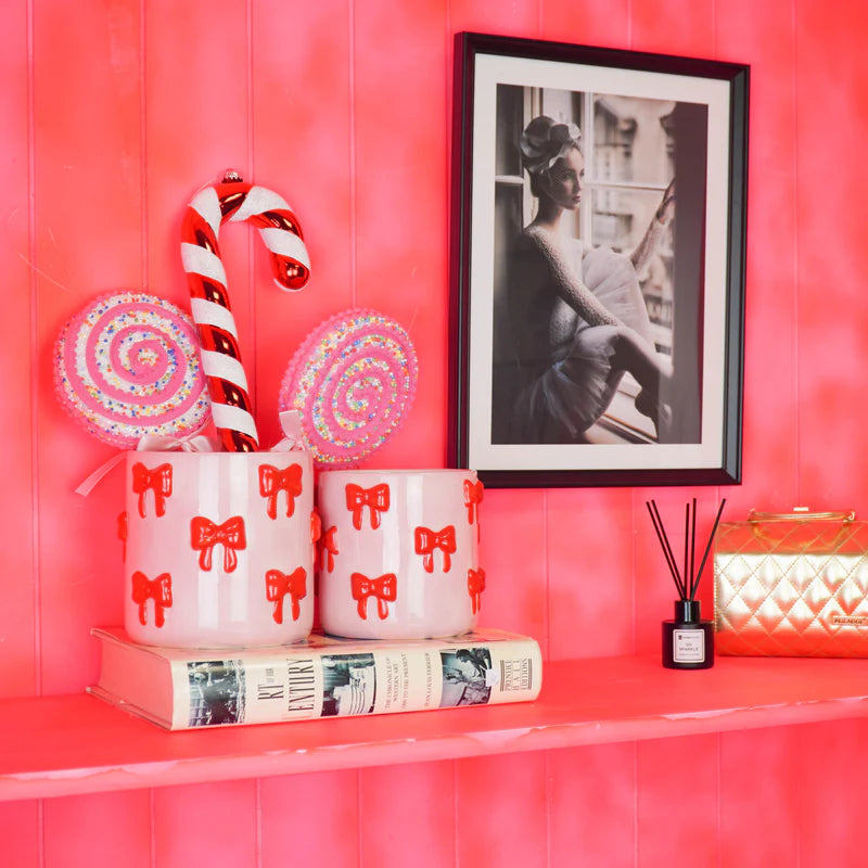 Pot Strikjes - Roze/ Rood - 15.5x15.5x16 cm