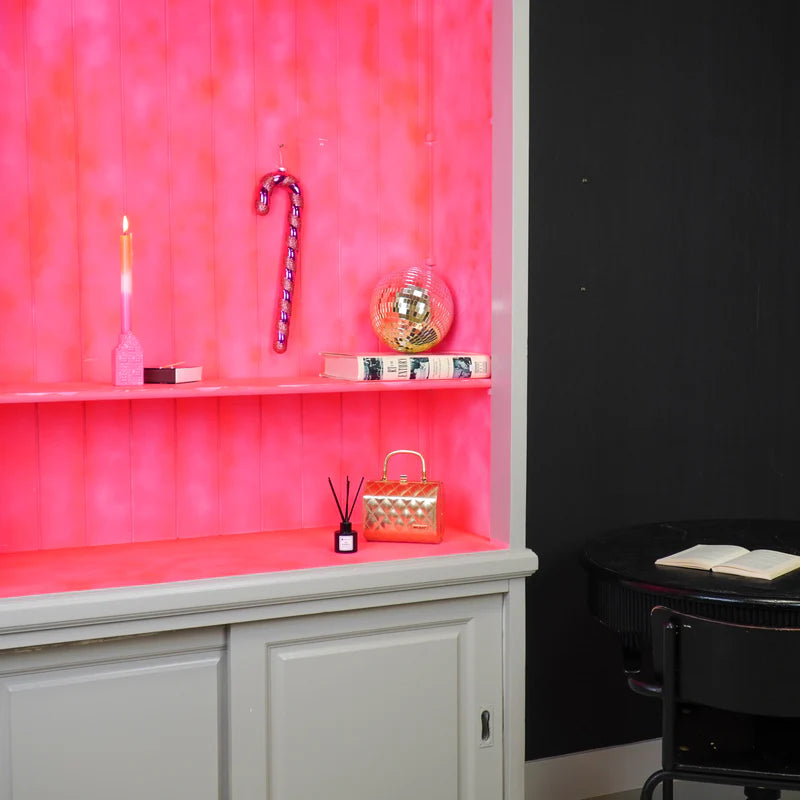 Kerstversiering - Zuurstok - Kunststof - Roze/Rood - 11x3x42 cm