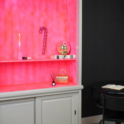 Kerstversiering - Zuurstok - Kunststof - Roze/Rood - 11x3x42 cm