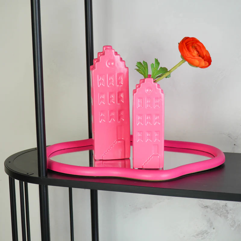 Wand Spiegel Organische Vorm - neon-roze