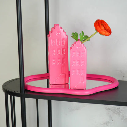 Wand Spiegel Organische Vorm - neon-roze