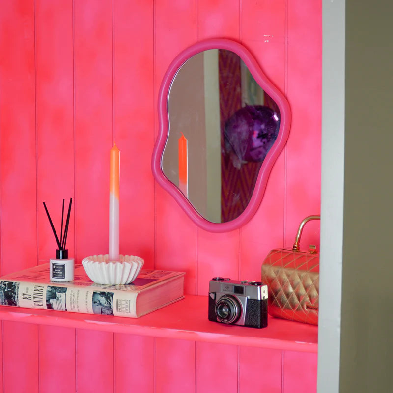 Wand Spiegel Organische Vorm - neon-roze