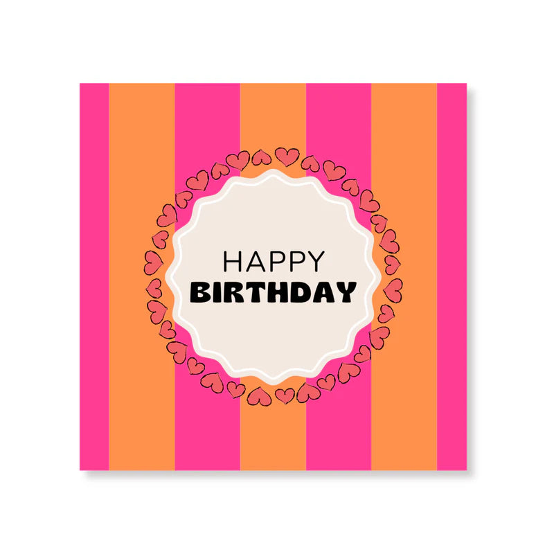 Servetten Happy Birthday - oranje/roze