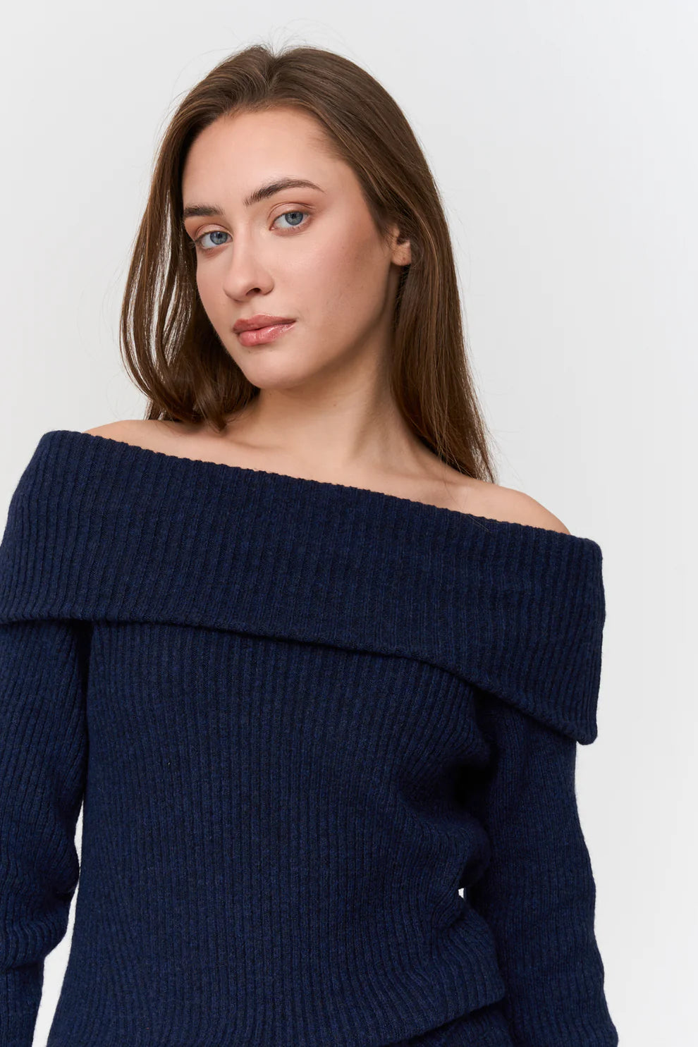 24C Off-shoulder Trui - blauw