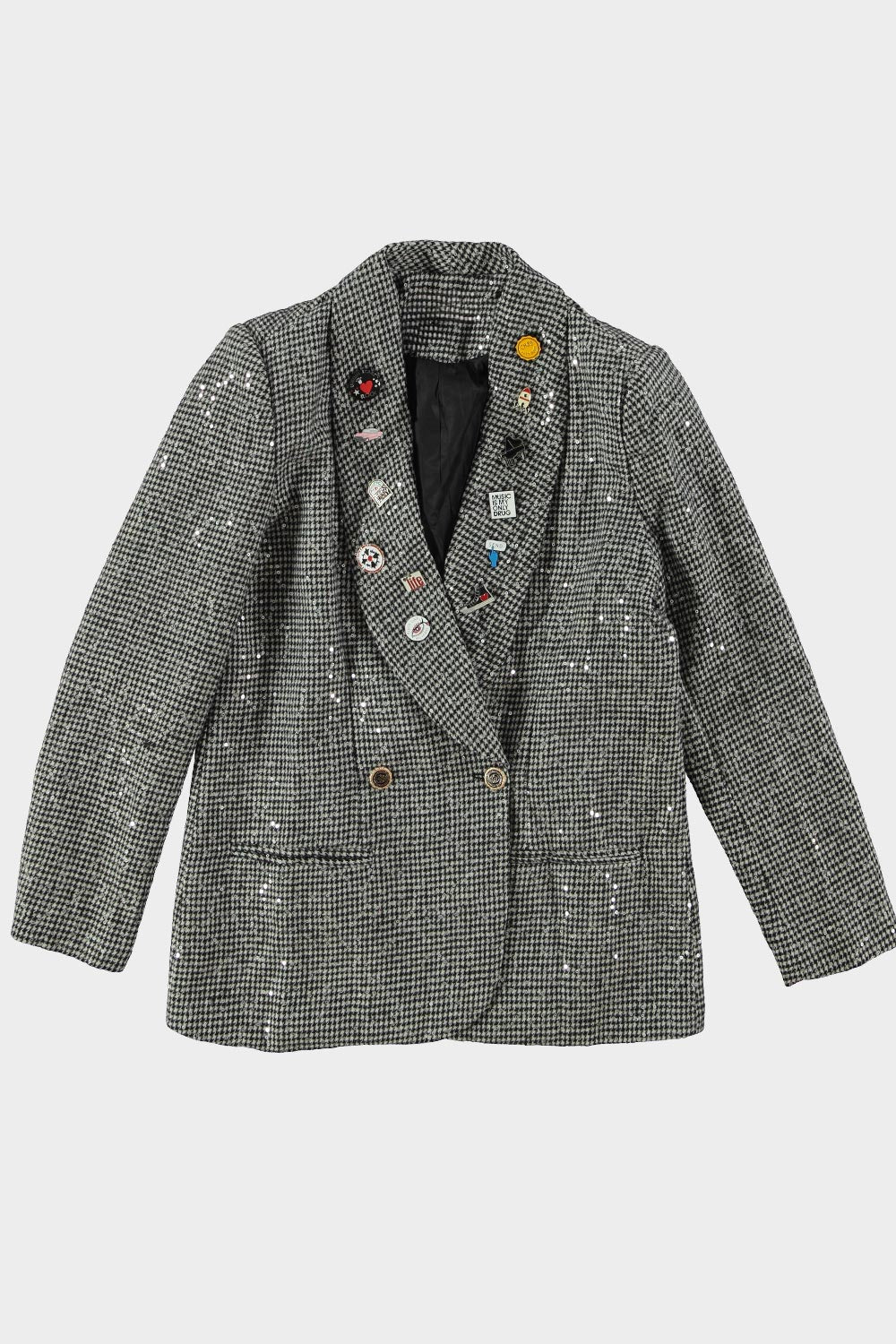 Blazer Ruit met Glitter - zwart wit