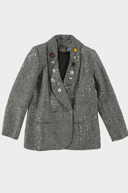 Blazer Ruit met Glitter - zwart wit