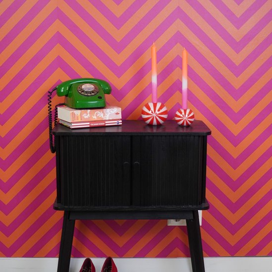 Kaarshouder Swirl - rood/roze - 7x7x7cm