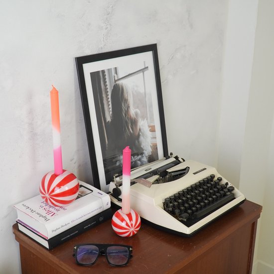 Kaarshouder Swirl - rood/roze - 7x7x7cm