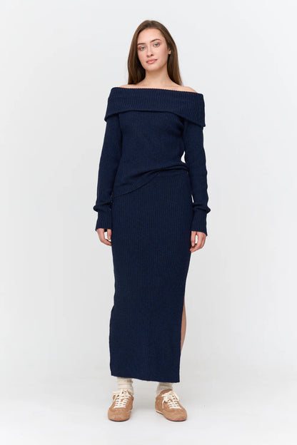 24C Gebreide Rok - blauw