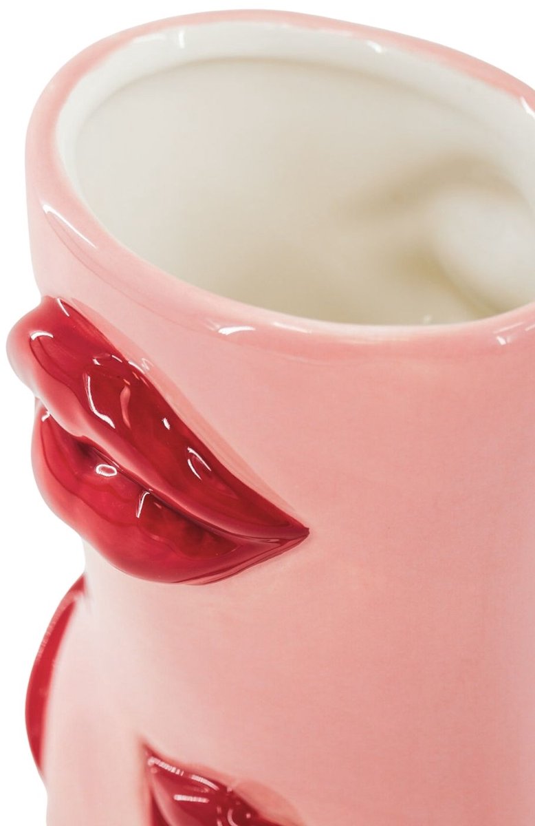 Bloemenvaas Laars met Lipjes  – Roze / Rood – 23 cm